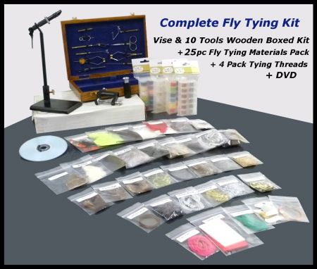 A Complete Fly Tying Kit - 3 Vise options - vise & tools kit/threads/materials
